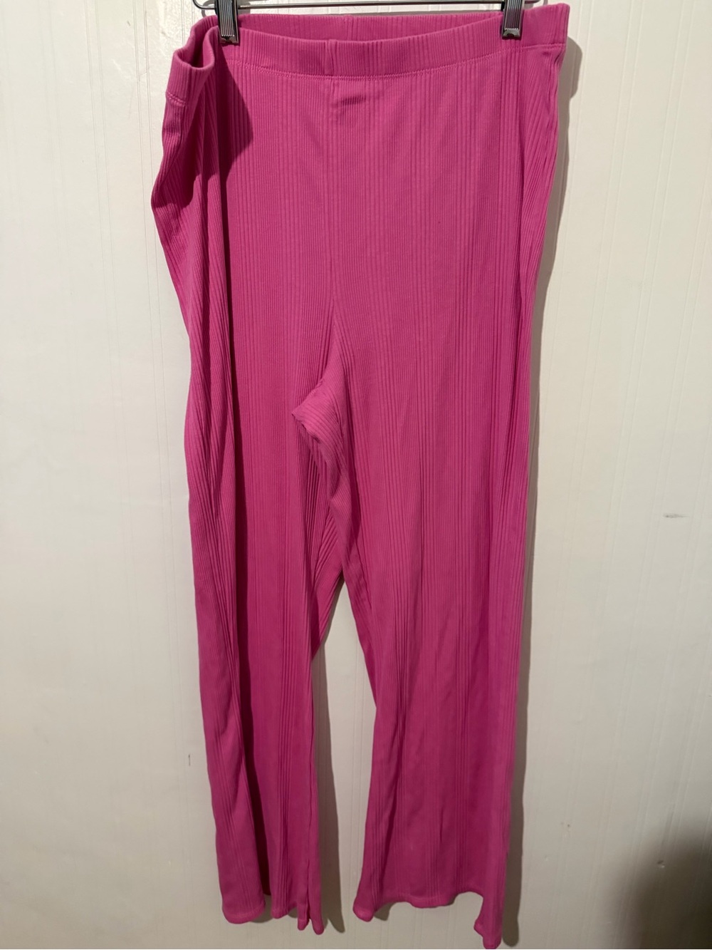 Aerie Wide-Leg Ribbed Pink Pants XL Tall
